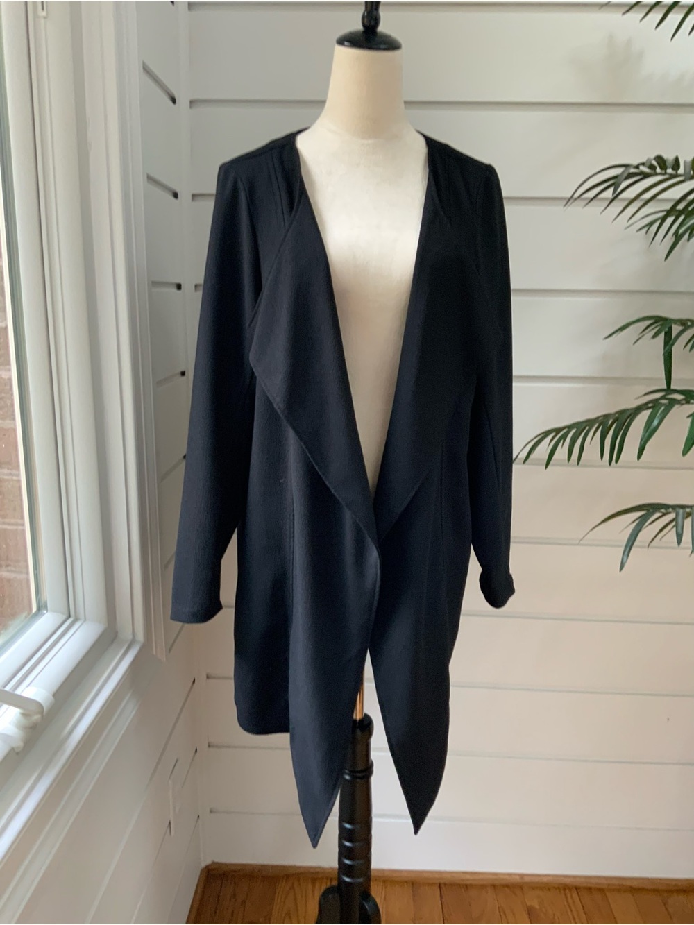 Zhenzi Black Draped Open-Front Blazer Size M